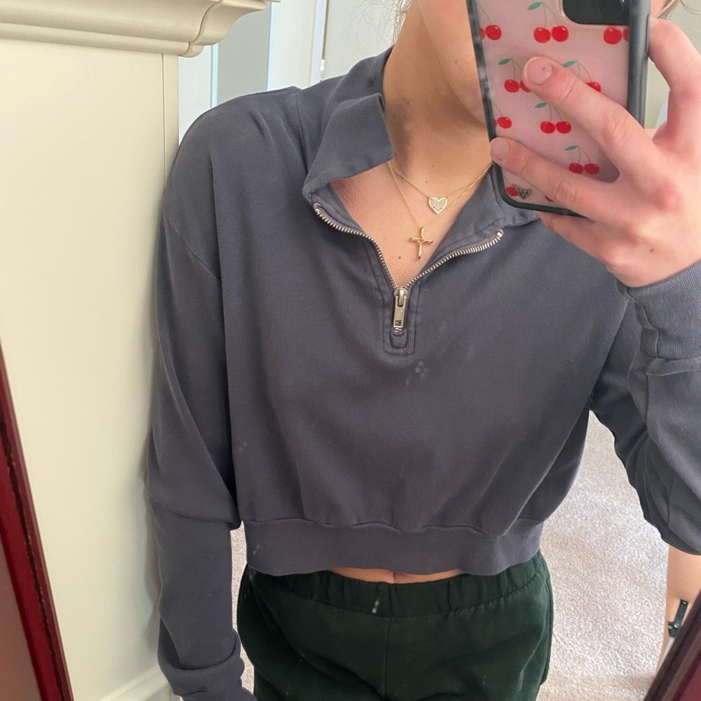 Brandy Melville Navy Blue Crop Sweatshirt